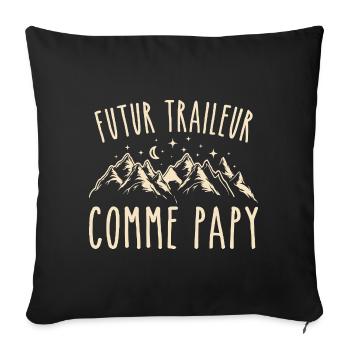 futur traileur cadeau garçon trail - Housse de coussin décorative 45 x 45 cm - noir - Devant