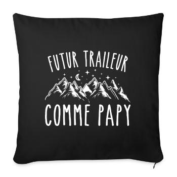 futur traileur cadeau garçon trail - Housse de coussin décorative 45 x 45 cm - noir - Devant