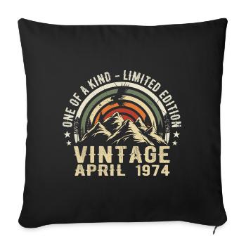 April 1974 Geburtstagsgeschenk - geboren im April 197 - Sofakissenbezug 45 x 45 cm - Schwarz - Vorne