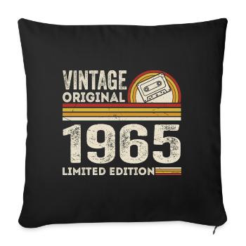 Vintage 1965 Cassette 1965 - 60th Anniversary 1965 - Sofa pillowcase 17,3'' x 17,3'' (45 x 45 cm) - black - Front