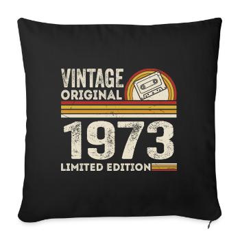Vintage 1973 Cassette Tape 1973 - 52nd Anniversary 1973 - Sofa pillowcase 17,3'' x 17,3'' (45 x 45 cm) - black - Front