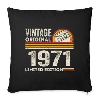 Vintage 1971 Cassette 1971 - 54th Anniversary 1971 - Sofa pillowcase 17,3'' x 17,3'' (45 x 45 cm) - black - Front