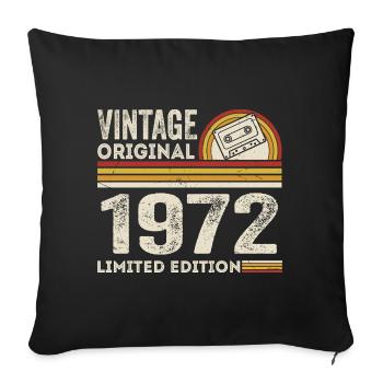 Vintage 1972 Cassette 1972 - 53e anniversaire 1972 - Housse de coussin décorative 45 x 45 cm - noir - Devant