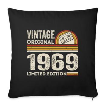 Vintage 1969 Cassette 1969 - 56th Anniversary 1969 - Sofa pillowcase 17,3'' x 17,3'' (45 x 45 cm) - black - Front