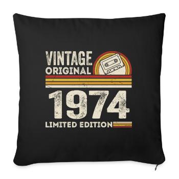 Vintage 1974 Cassette 1974 - 51st Anniversary 1974 - Sofa pillowcase 17,3'' x 17,3'' (45 x 45 cm) - black - Front
