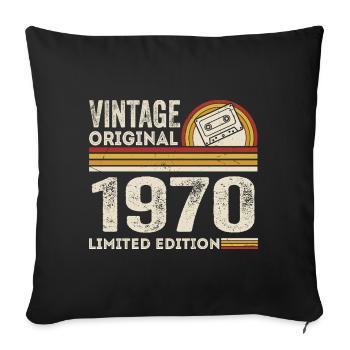 Vintage 1970's Cassette 1970's - 55th Anniversary 1970's - Sofa pillowcase 17,3'' x 17,3'' (45 x 45 cm) - black - Front