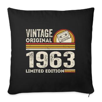 Vintage 1963 Cassette 1963 - 62nd Anniversary 1963 - Sofa pillowcase 17,3'' x 17,3'' (45 x 45 cm) - black - Front