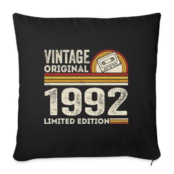 Vintage 1992 Cassette 1992 - 33e anniversaire 1992 - Housse de coussin décorative 45 x 45 cm - noir - Devant
