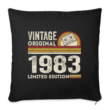 Vintage 1983 Cassette 1983 - 42e anniversaire 1983 - Housse de coussin décorative 45 x 45 cm - noir - Devant