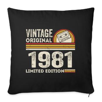 Vintage 1981 Cassette 1981 - 44th Anniversary 1981 - Sofa pillowcase 17,3'' x 17,3'' (45 x 45 cm) - black - Front