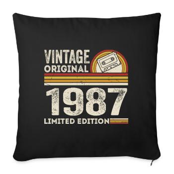 Vintage 1987 Cassette 1987 - 38e anniversaire 1987 - Housse de coussin décorative 45 x 45 cm - noir - Devant