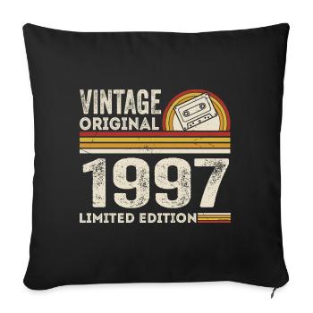 Vintage 1997 Cassette 1997 - 28e anniversaire 1997 - Housse de coussin décorative 45 x 45 cm - noir - Devant