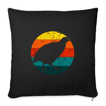 Retro Wachtel Geschenkidee Design Wachteln Logo - Sofakissenbezug 45 x 45 cm - Schwarz - Vorne