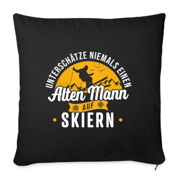 Alten Mann auf Skiern Ski Fahren Ski Sprüche - Sofakissenbezug 45 x 45 cm - Schwarz - Vorne
