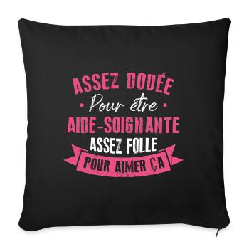 Assez douée pour devenir aide-soignante - Housse de coussin décorative 45 x 45 cm - noir - Devant