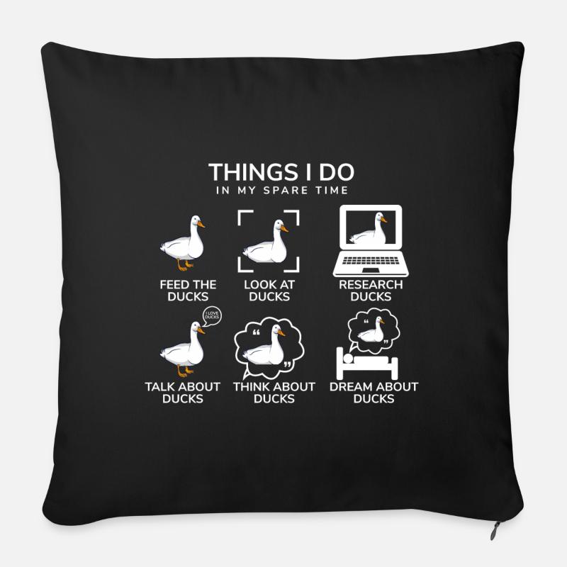 Ce que je fais pendant mon temps libre Duck Lover - Housse de coussin décorative 45 x 45 cm - noir