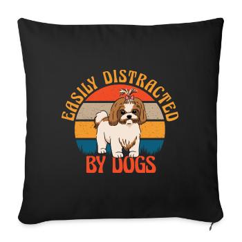 Facilement distrait par les chiens Drôle de maman de chien - Housse de coussin décorative 45 x 45 cm - noir - Devant
