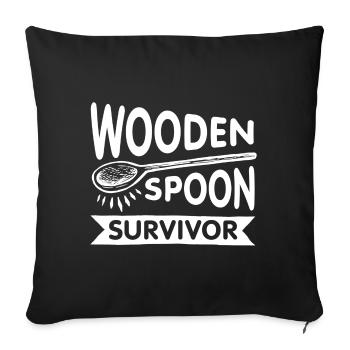 Survivant de la cuillère en bois - Housse de coussin décorative 45 x 45 cm - noir - Devant