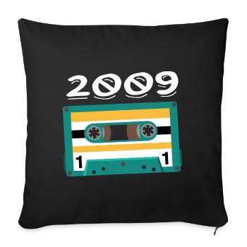 Cassette 2009 Vintage Anniversaire 2009 - Housse de coussin décorative 45 x 45 cm - noir - Devant