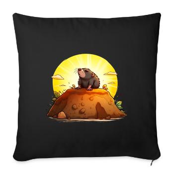 Drôle de taupe sur sa colline - Housse de coussin décorative 45 x 45 cm - noir - Devant