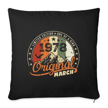Cadeau D'anniversaire Mars 1978 Vintage 1978 Retro - Housse de coussin décorative 45 x 45 cm - noir - Devant