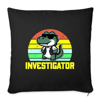 Enquêteur Drôle Alligator Cool Portant Un Gilet - Housse de coussin décorative 45 x 45 cm - noir - Devant