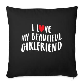 Paare Liebe Herz Freund Geschenkidee Beziehung - Sofakissenbezug 45 x 45 cm - Schwarz - Vorne