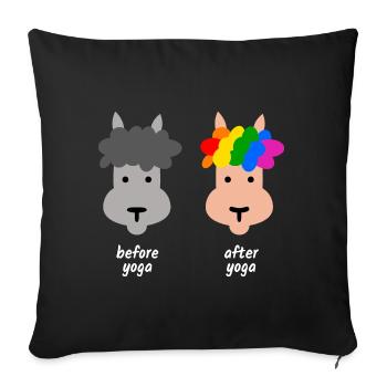 Alpaca Colorful Llama Yoga - Sofa pillowcase 17,3'' x 17,3'' (45 x 45 cm) - black - Front
