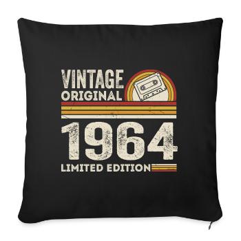 Vintage 1964 Cassette Tape 1964 - 61st Anniversary 1964 - Sofa pillowcase 17,3'' x 17,3'' (45 x 45 cm) - black - Front