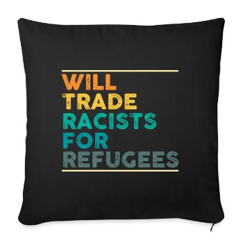 Journée des réfugiés Droits de l’homme Antiracisme E - Housse de coussin décorative 45 x 45 cm - noir - Devant