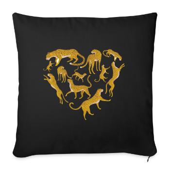 Herz Leopard - Sofakissenbezug 45 x 45 cm - Schwarz - Vorne