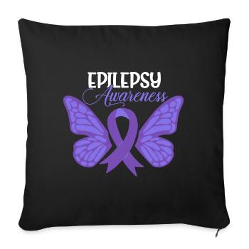 Epilepsy Awareness Purple Ribbon - Sofa pillowcase 17,3'' x 17,3'' (45 x 45 cm) - black - Front