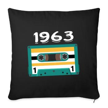Vintage 1963 Anniversary 1963 Cassette - Sofa pillowcase 17,3'' x 17,3'' (45 x 45 cm) - black - Front