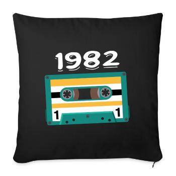 Cassette 1982 Vintage Anniversary 1982 - Sofa pillowcase 17,3'' x 17,3'' (45 x 45 cm) - black - Front