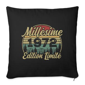 Millésime 1972 - Cadeau Pour le 52e Anniversaire - Housse de coussin décorative 45 x 45 cm - noir - Devant