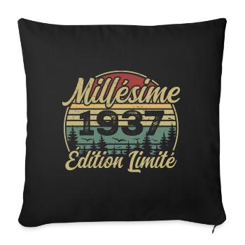 Millésime 1937 - Cadeau Pour le 87e Anniversaire - Housse de coussin décorative 45 x 45 cm - noir - Devant