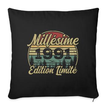 Vintage 1991 - 33rd Anniversary Gift - Sofa pillowcase 17,3'' x 17,3'' (45 x 45 cm) - black - Front