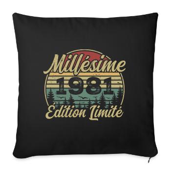 Millésime 1981 - Cadeau Pour le 43e Anniversaire - Housse de coussin décorative 45 x 45 cm - noir - Devant