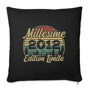 Jahrgang 2012 – Geschenk zum 12. Jahrestag - Sofakissenbezug 45 x 45 cm - Schwarz - Vorne