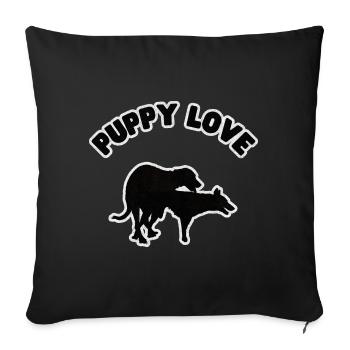 Puppy Love Black Grunge - Housse de coussin décorative 45 x 45 cm - noir - Devant
