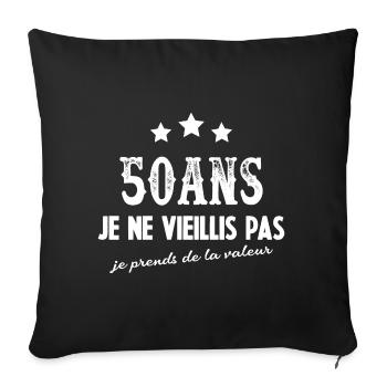 Vieillis pas cadeau anniversaire 50 ans Humour - Housse de coussin décorative 45 x 45 cm - noir - Devant