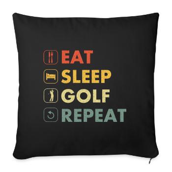 Golf eat sleep repeat - Sofa pillowcase 17,3'' x 17,3'' (45 x 45 cm) - black - Front