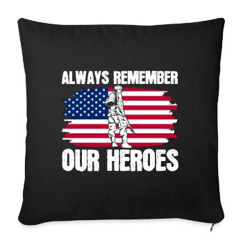 Le Memorial Day se souvient toujours de nos héros militaires - Housse de coussin décorative 45 x 45 cm - noir - Devant