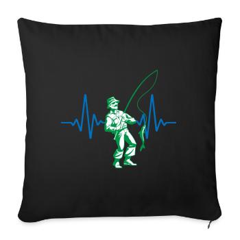 Heartbeat Angler Fishing | Colors changeable - Sofa pillowcase 17,3'' x 17,3'' (45 x 45 cm) - black - Front