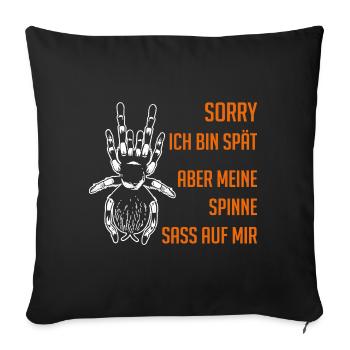 Meine Spinne saß auf mir - lustiges Spinnendesign - Sofakissenbezug 45 x 45 cm - Schwarz - Vorne