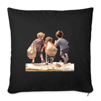 Experiencing a happy childhood - Sofa pillowcase 17,3'' x 17,3'' (45 x 45 cm) - black - Front