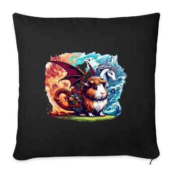 Fantasiewesen Drache Meerschweinchen Einhorn - Sofakissenbezug 45 x 45 cm - Schwarz - Vorne