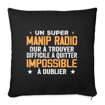 An assistant radio operator - Sofa pillowcase 17,3'' x 17,3'' (45 x 45 cm) - black - Front