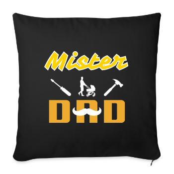 Mister Dad White Mustache - Sofakissenbezug 45 x 45 cm - Schwarz - Vorne