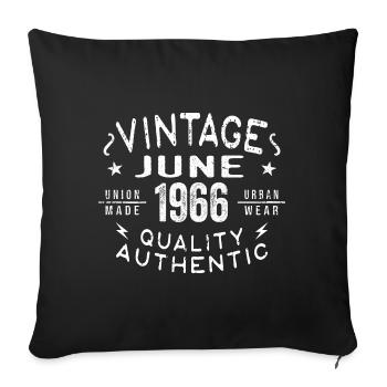 1966 June 1966 Anniversary June 1966 June Birthday - Sofa pillowcase 17,3'' x 17,3'' (45 x 45 cm) - black - Front